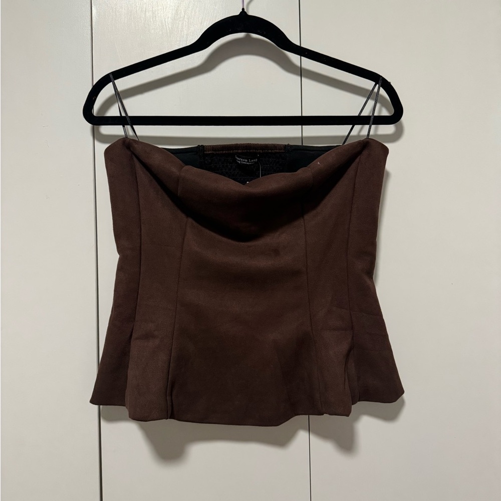 Elegant Brown Strapless Women's Tank Top